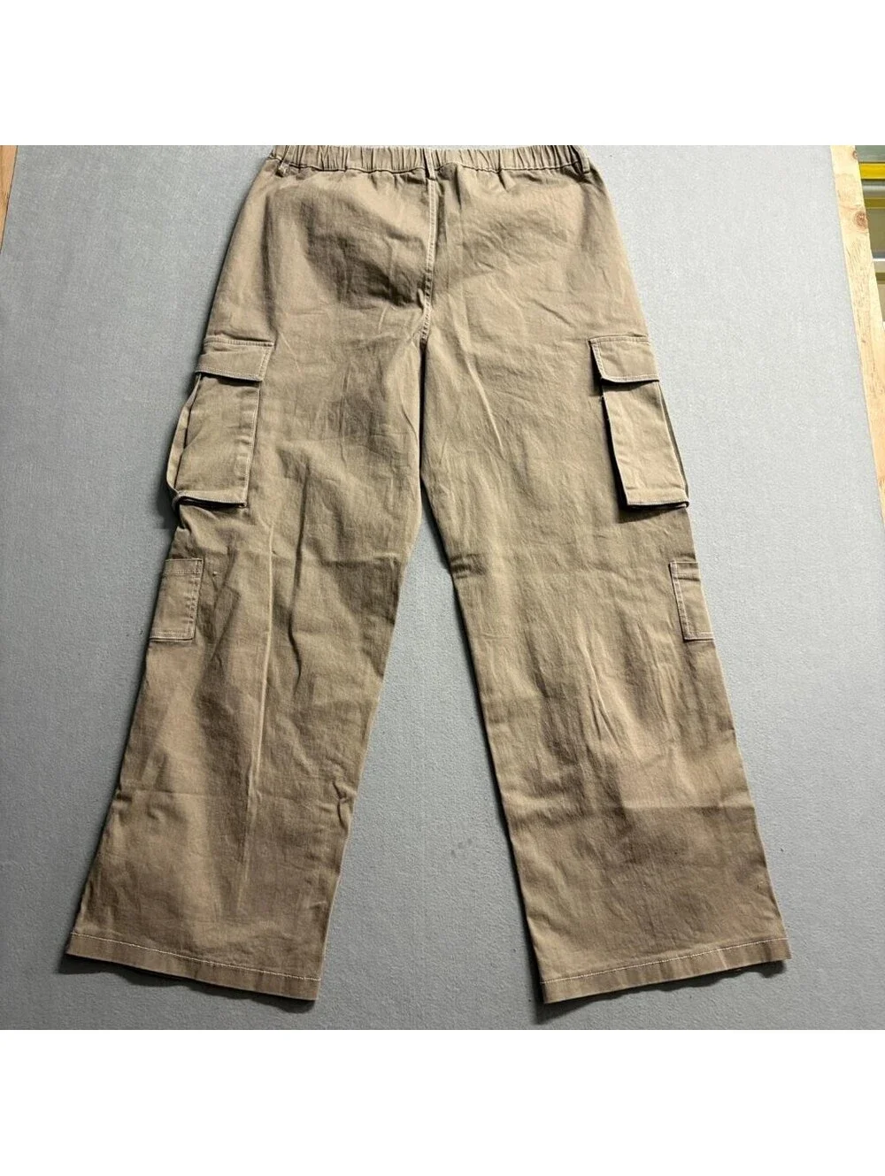 Orange Kiss Essentials Cargo Pants Womens XL Brown Cotton Stretch Wide Leg